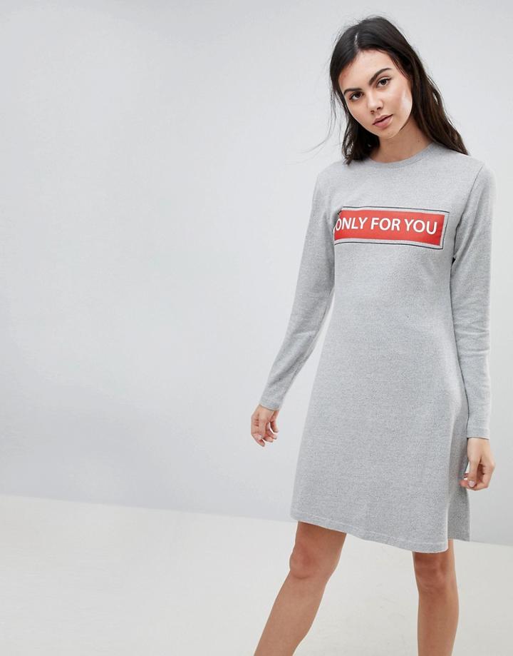 Kubban Print Front T-shirt Dress - Gray