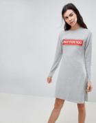 Kubban Print Front T-shirt Dress - Gray