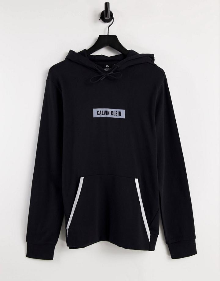 Calvin Klein Reflective Box Logo Hoodie In Ck Black