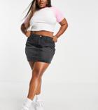 Dtt Plus Gabby High Waisted Denim Skirt In Washed Black