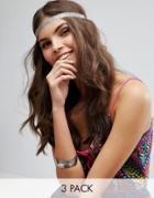 Asos Pack Of 3 Glitter Elastic Headbands - Multi