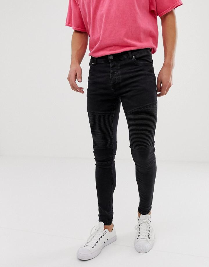 Brave Soul Skinny Biker Jeans - Black