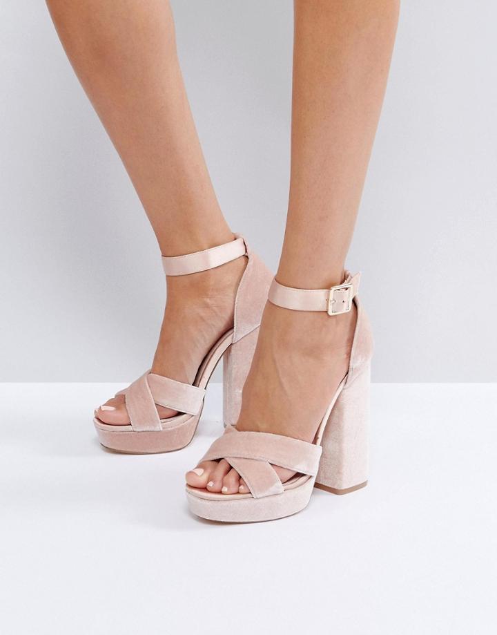 Faith Blush Velvet And Satin Platform Sandals - Pink