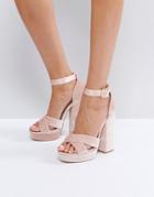 Faith Blush Velvet And Satin Platform Sandals - Pink