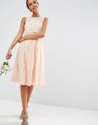 Asos Wedding Midi Dress With Rouche Panel Detail - Pink