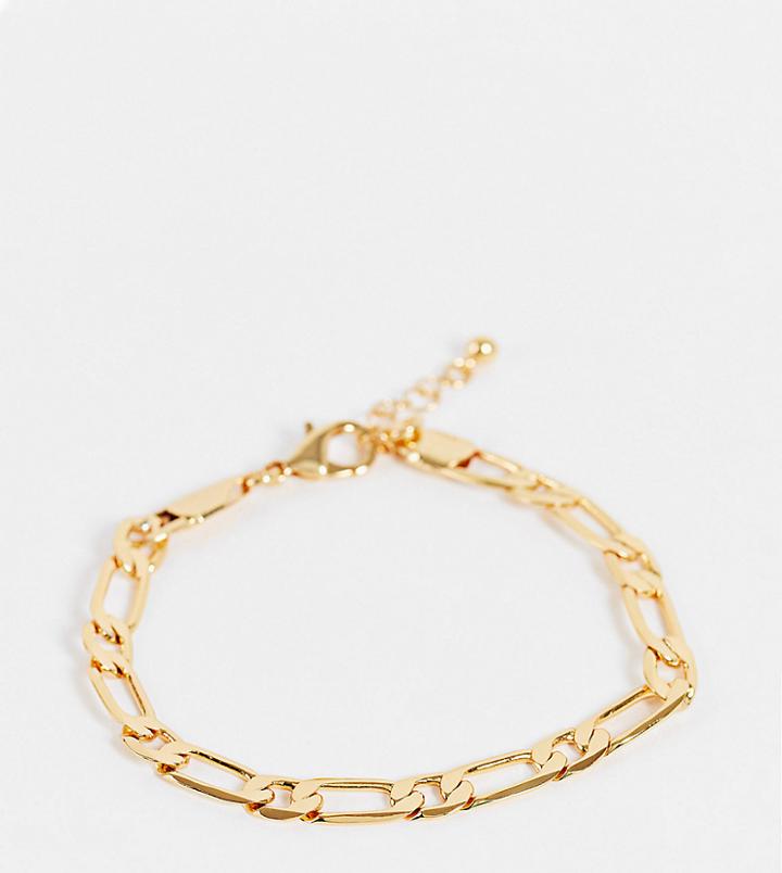 Asos Design 7mm Figaro Chain Bracelet In 14k Gold Plate