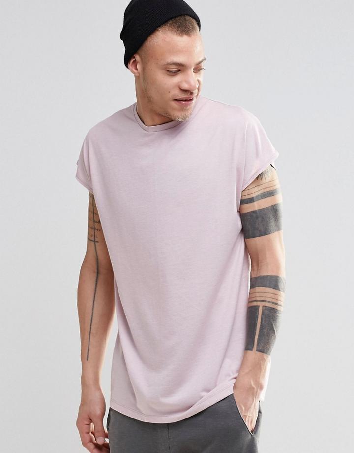 Asos Oversized Sleeveless T-shirt In Pink - Old Rose Marl