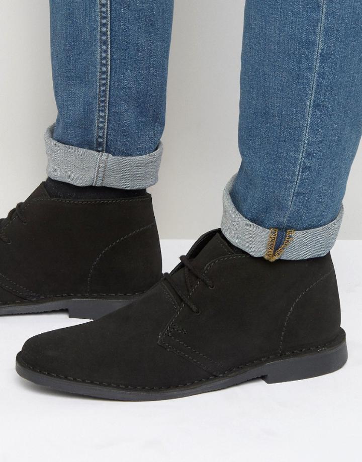 Red Tape Desert Boots Black Suede - Black