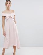 Coast Ela Soft Midi Bardot Bridesmaids Dress - Pink