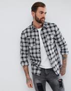 Rose London Check Shirt In Flannel - White