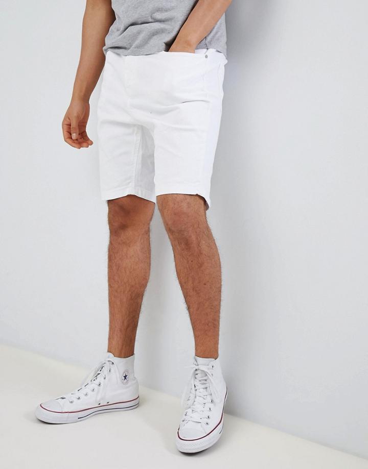 Stradivarius Denim Shorts In White - White
