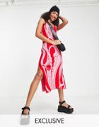 Reclaimed Vintage Inspired Knit Midi Dress In Planet Print-multi