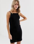 Asos Design Cowl Back Mini Dress - Black