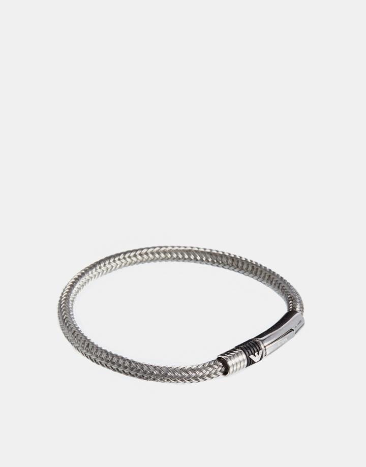 Emporio Armani Logo Bracelet In Silver - Silver