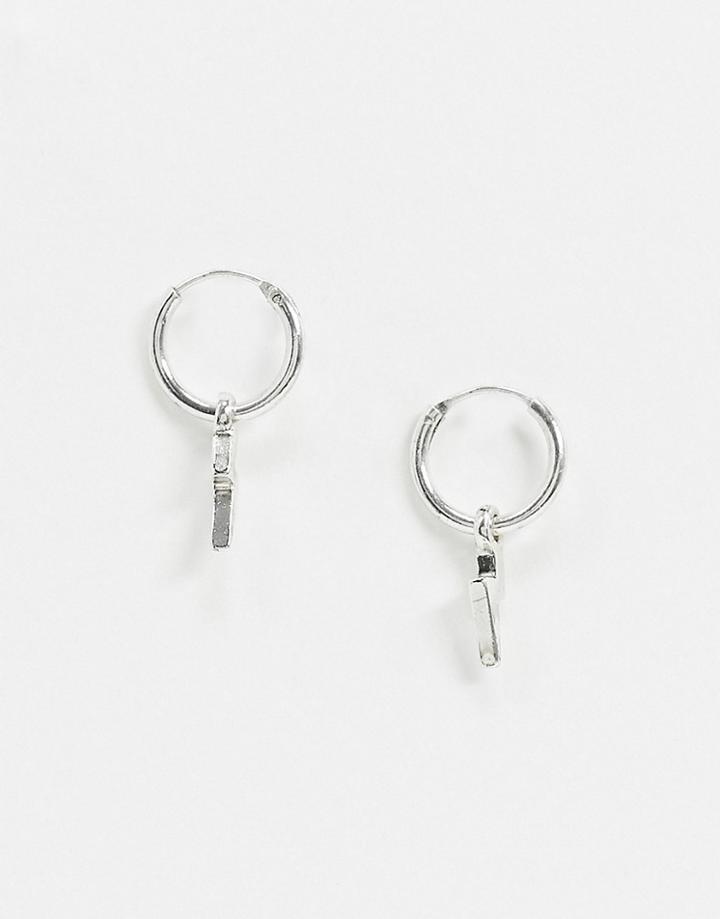 Classics 77 Hoop Earrings With Lightning Bolt Charms In Silver
