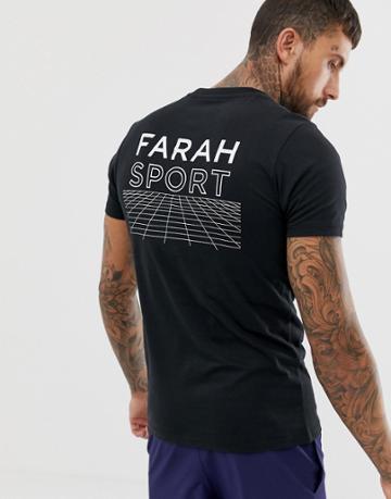 Farah Sport Back Logo T-shirt In Black - Black
