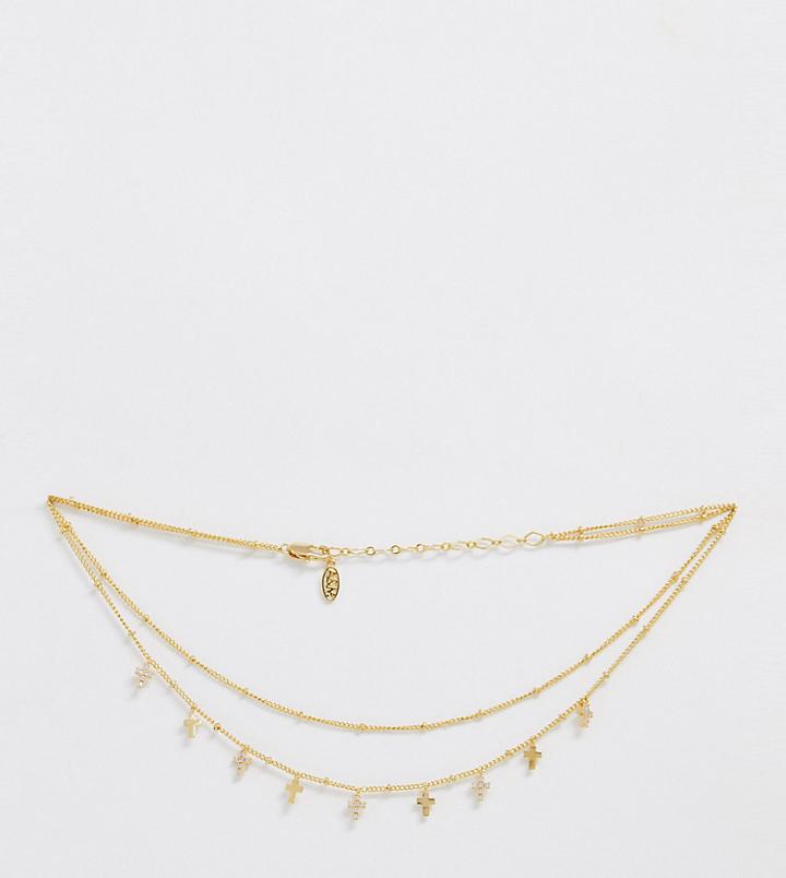 Astrid & Miyu 14k Gold Plated Mystic Cross Choker Necklace - Gold