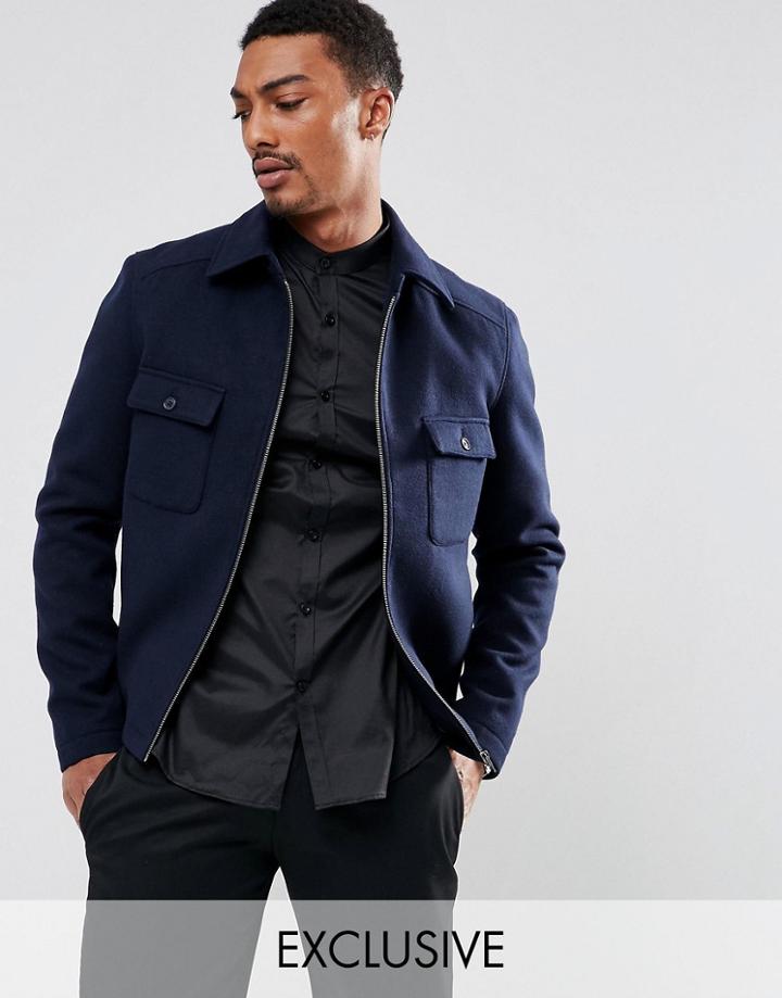 Noak Smart Harrington Jacket - Navy