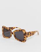 Asos Design Oversized 70's Butterfly Square Sunglasses - Brown