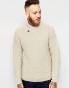Asos Shawl Neck Sweater With Textured Knit - Ecru