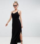 Miss Sefridge Petite Crinkle Maxi Dress - Black