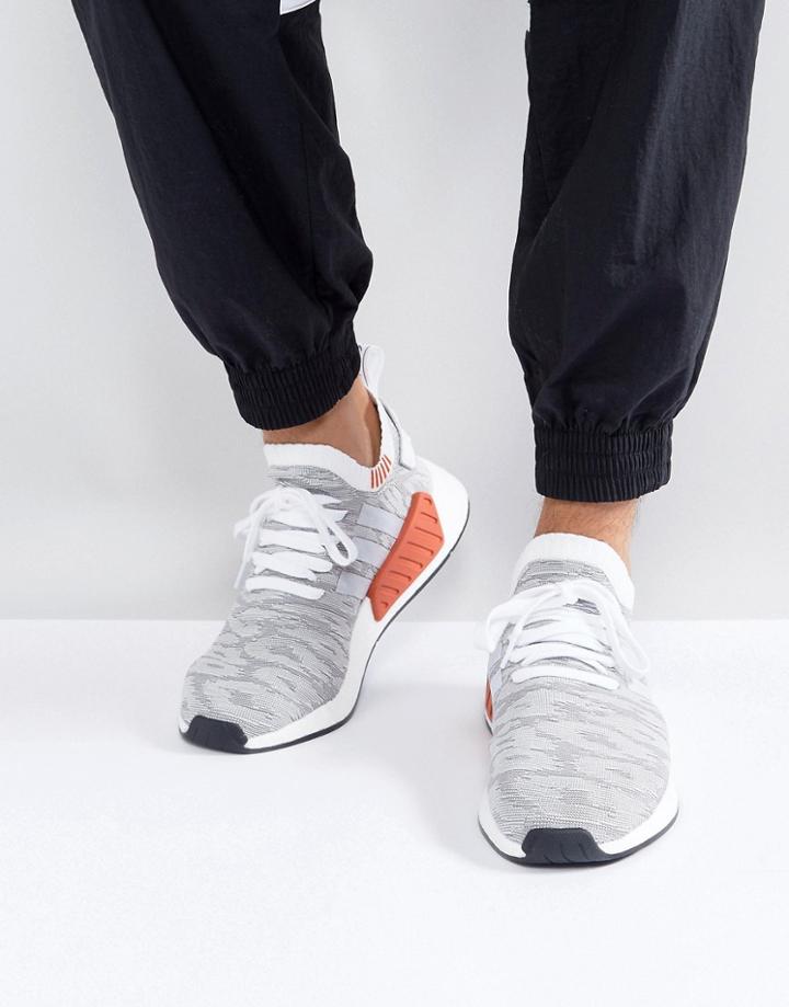 Adidas Originals Nmd R2 Primeknit Sneakers In White By9410 - White
