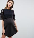 Asos Design Maternity Lace Crop Top Scallop Mini Dress - Black