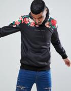 Criminal Damage Muscle Floral Hoodie - Black