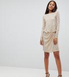 Flounce London Tall Sequin Mini Dress With Shoulder Pads-gold