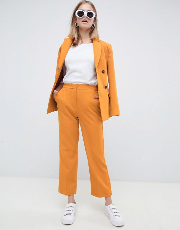 Asos Design Cropped Wide Leg Pants - Yellow
