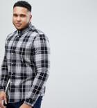 Asos Plus Skinny Twill Check Shirt In Gray - Gray