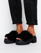 Asos Tooty Fruity Furry Chunky Mules - Black