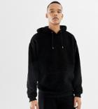 Asos Design Tall Oversized Hoodie In Black Borg - Black