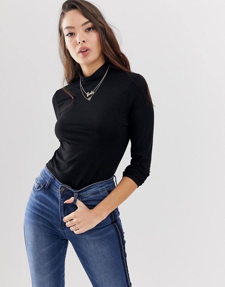 Asos Design Turtleneck Long Sleeve Top In Black