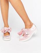 Asos Mousse Bow Detail Flat Shoes - Pink