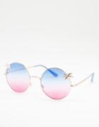 Aj Morgan Round Lens Palm Tree Sunglasses-gold