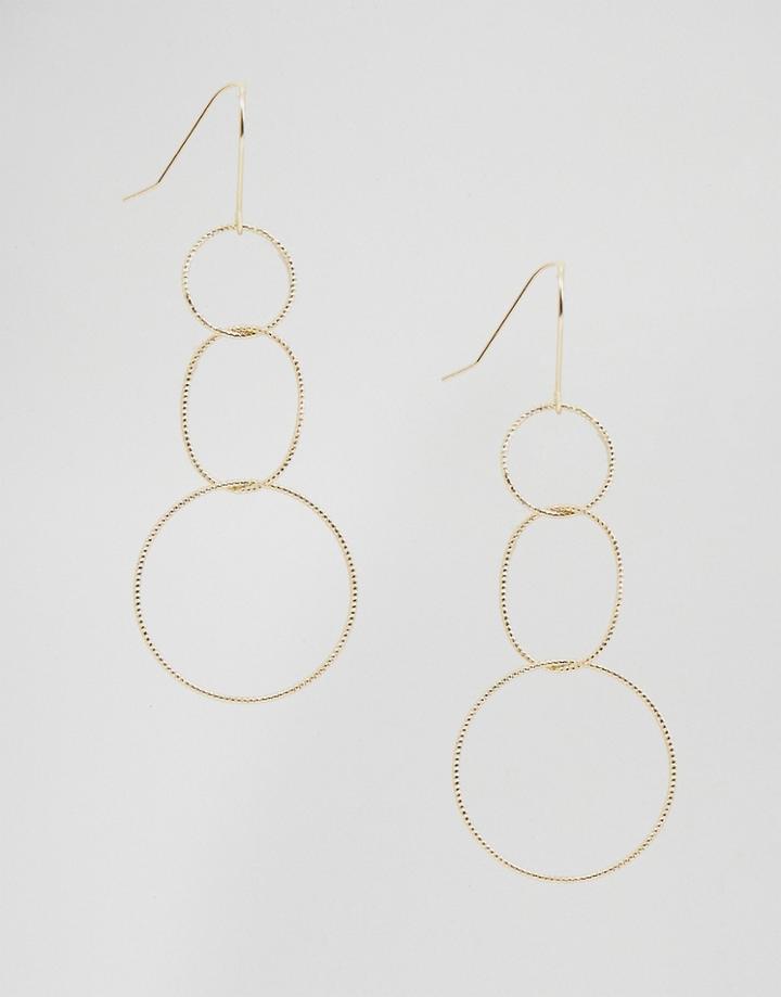 Nylon Multi Circle Hoop Earrings - Gold