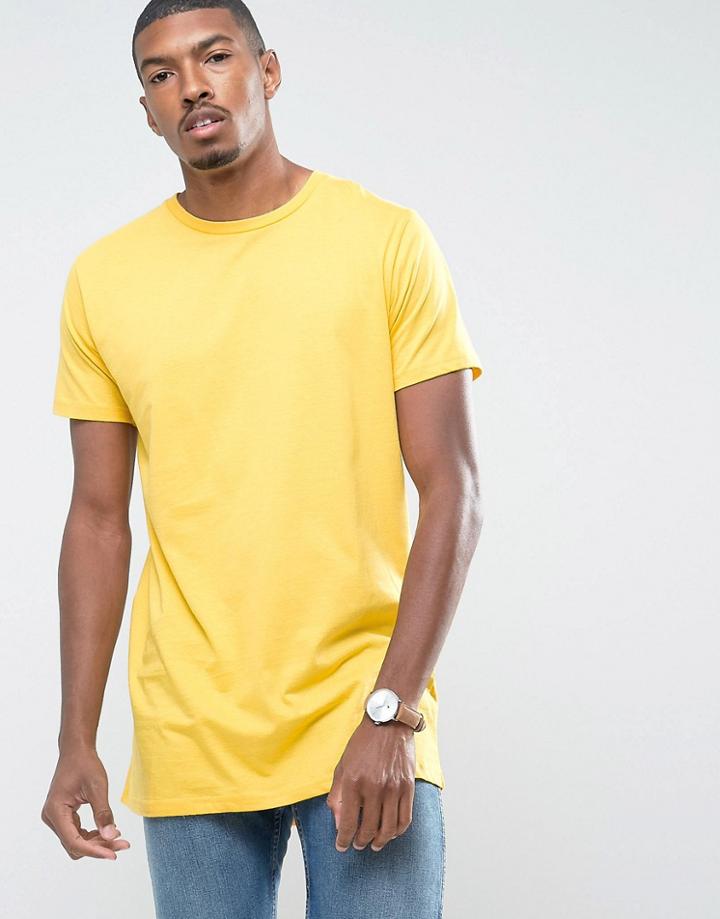 Brave Soul Bright Longline T-shirt - Yellow
