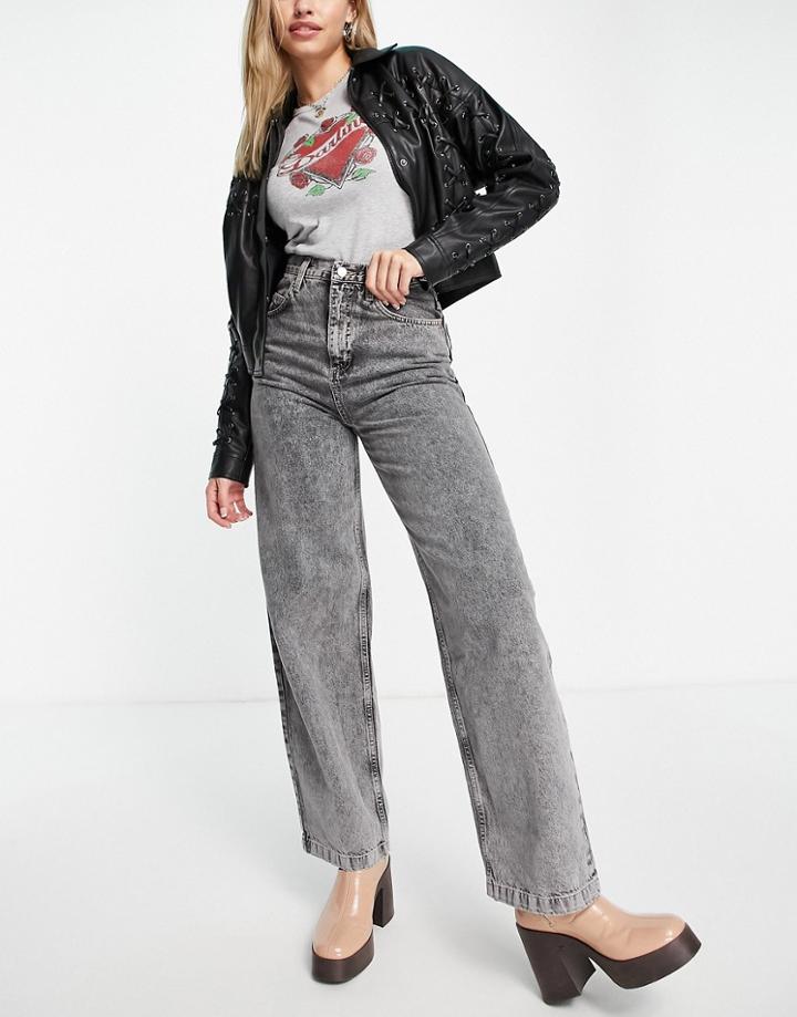 Topshop Baggy Jeans In Gray-grey