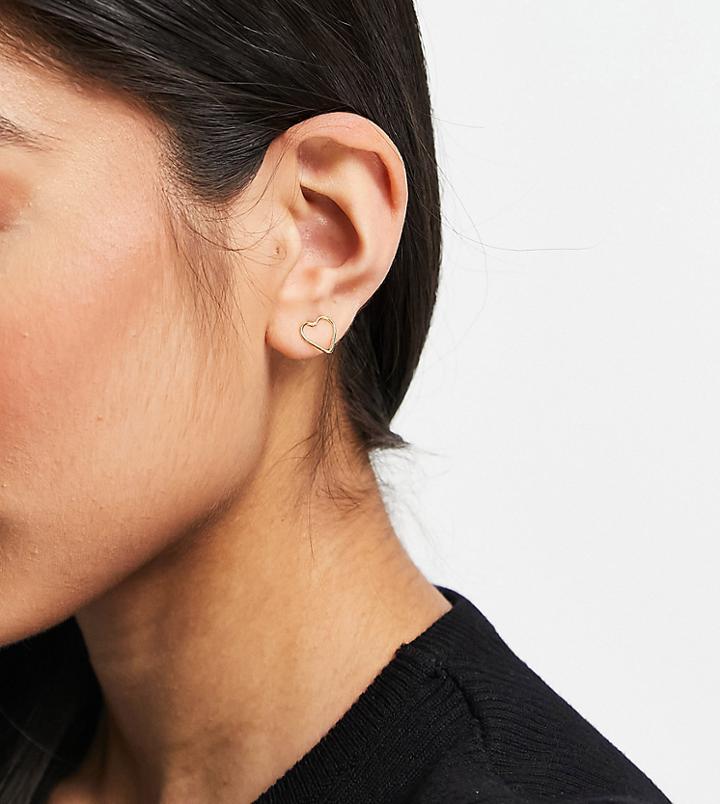 Kingsley Ryan Heart Stud Earrings In Sterling Silver Gold Plate