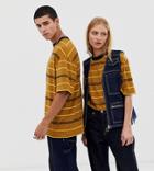Collusion Unisex Stripe T-shirt In Tan - Brown