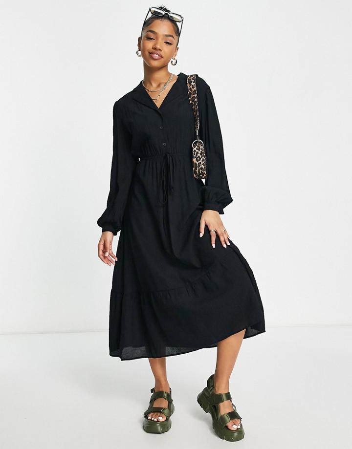 Lola May Long Sleeve Shirt Dress-black