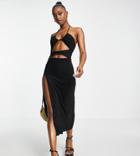 Public Desire Cut Out Midi Beach Dress In Black