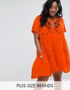 Alice & You Embroidered Smock Dress - Orange