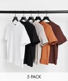 Asos Design 5 Pack Organic T-shirt-multi