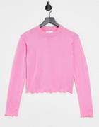 Gianni Feraud Lettuce Hem Cropped Sweater In Pink