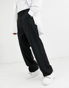 Asos Design Wide Leg Smart Pants In Black 100% Wool