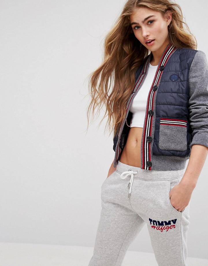 Tommy Hilfiger Padded Mix Fabric Jacket - Navy