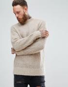 Asos Mohair Wool Blend Turtleneck Sweater In Brown - Brown