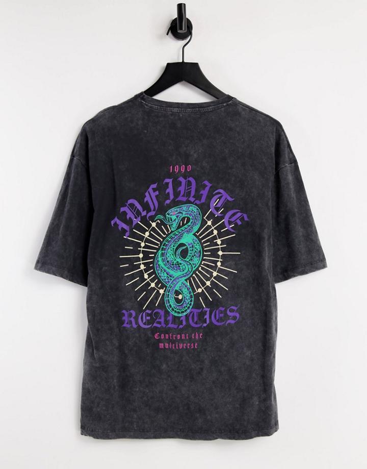 Jack & Jones Originals Oversized T-shirt With Infinite Back Print In Black